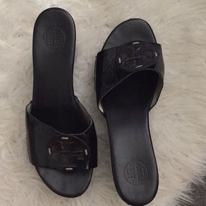Gently Used Black Tory Burch Wedges